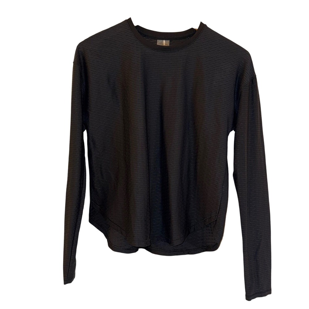 Calla Womens XS Black Long Sleeve Athletic Top Textured Pullover Shirt‎